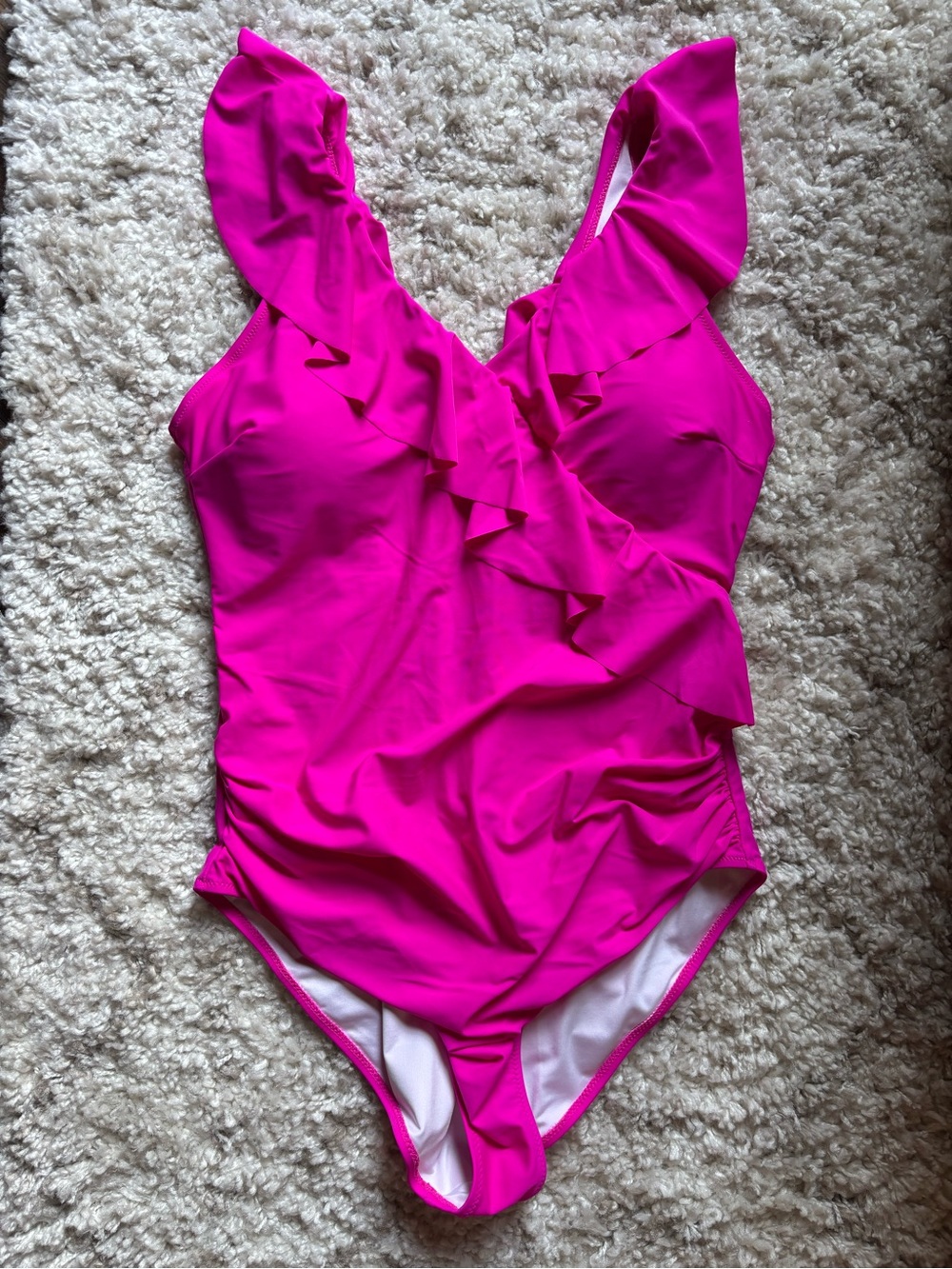 Blooming Jelly Hot Pink Swimsuit Women’s XL One Piece Ruffle V-Neck Ruched Tummy